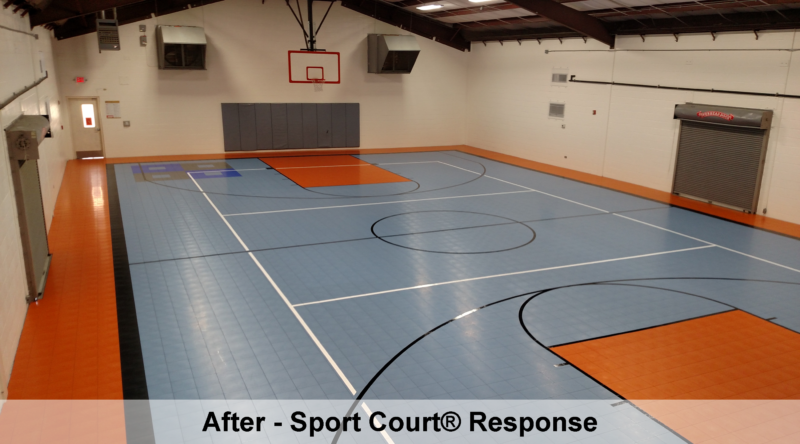 This project is a beautiful example of a VCT Coverup. In this project, Sport Court® Response flooring was chosen.
