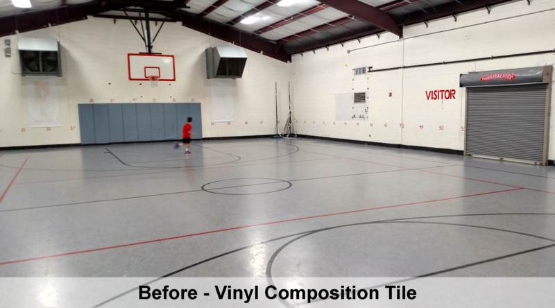 Old VCT before it was covered over with Sport Court® flooring.