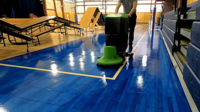 NSS Wrangler 2012AB Floor Scrubber on Sport Court Gym Flooring