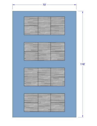 Gym Design Concept: 116' Quad Pickleball Courts