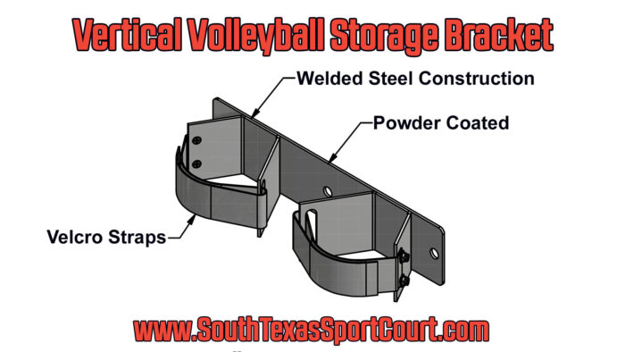 Vertical Volleyball Storage Bracket Illustration