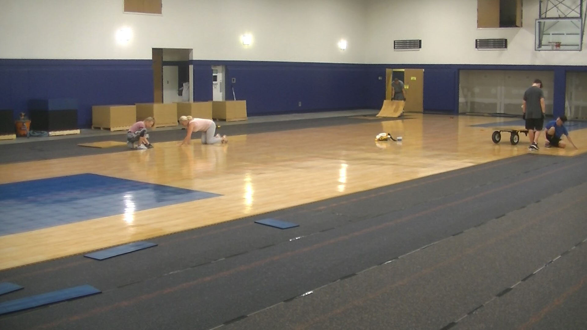 Installing Sport Court Gym Flooring at First Baptist Church of New Braunfels