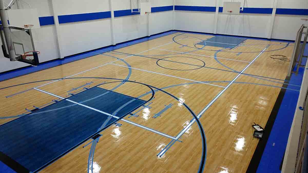 Urethane paint is used to paint the game lines at First Mexican Baptist Church
