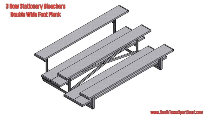 3 Row Stationary Bleachers with Double Foot Plank
