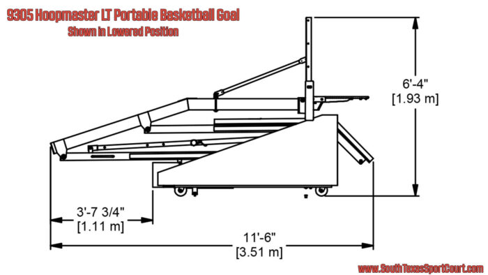 Side Schematic of 9305 Hoopmaster LT Portable Basketball Goal