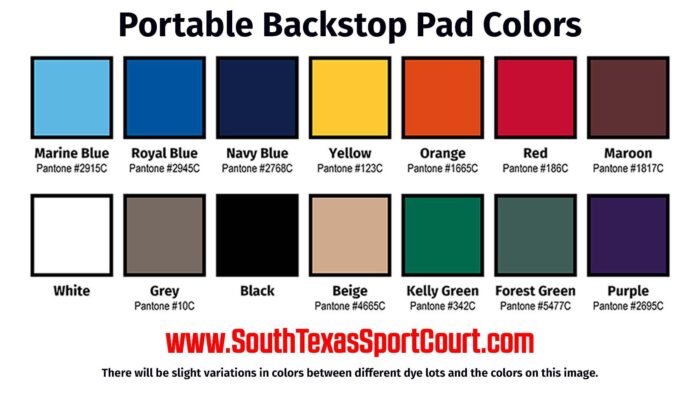 Chart with Portable Backstop Pad Colors