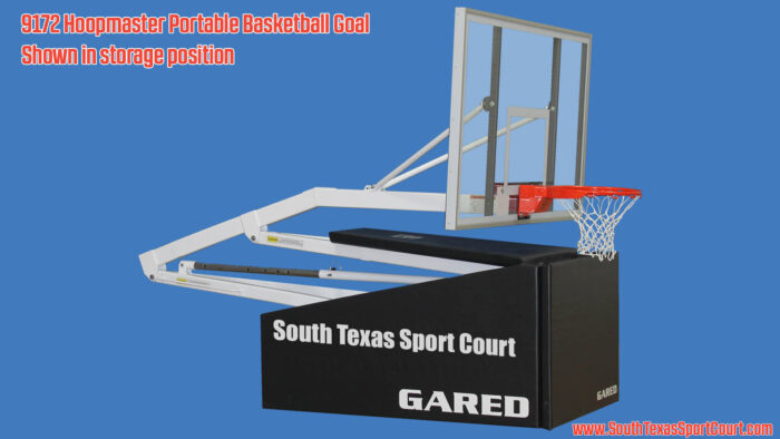 Hoopmaster Portable Basketball Goal 9172 in storage position
