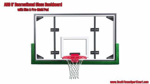 ARG Recreational Glass Backboard with rim and green pads