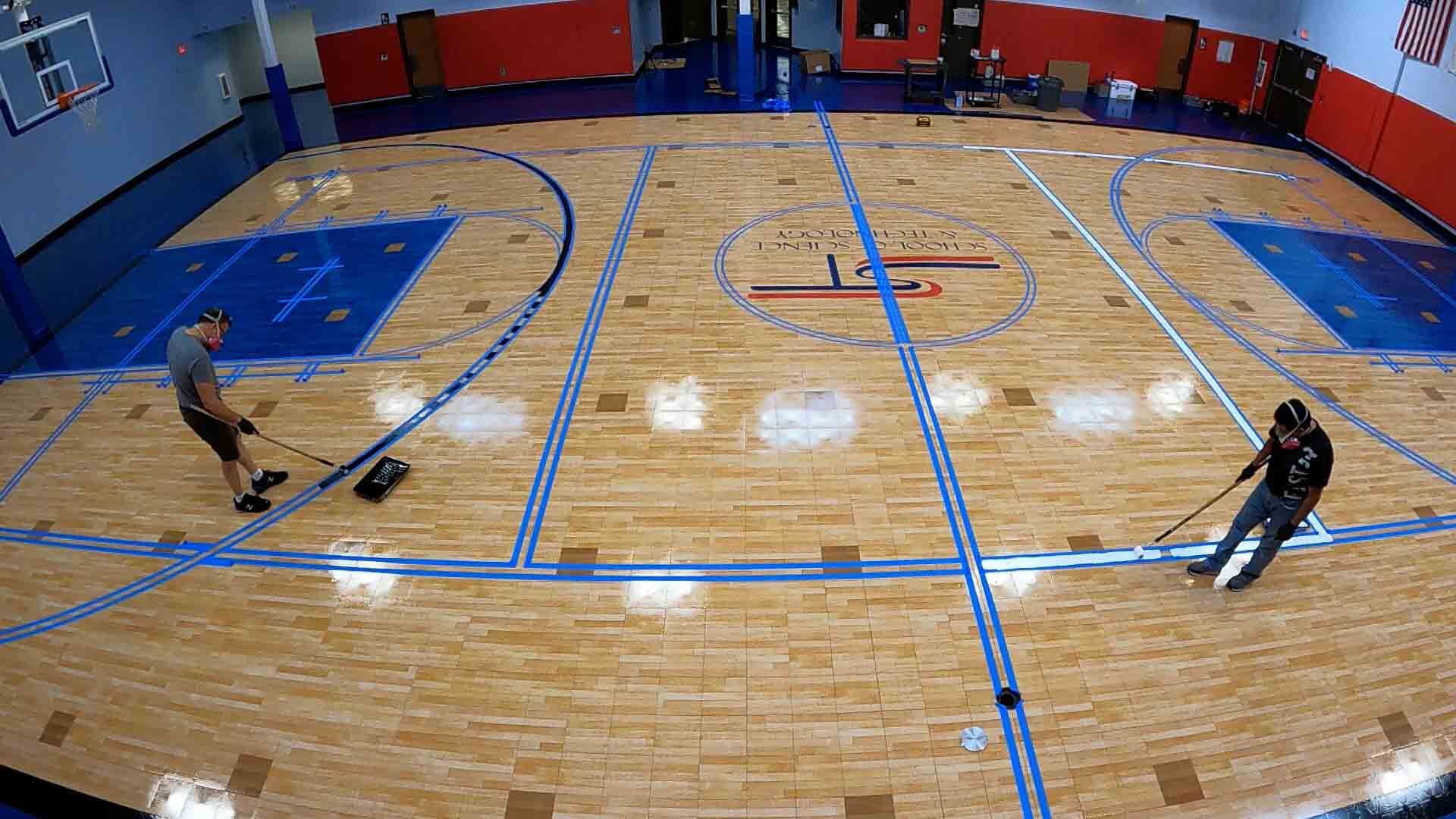 Painting Lines on Indoor Sport Court Flooring