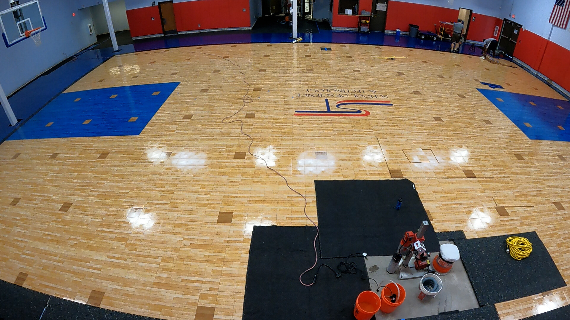 Volleyball Sleeve Installation with Sport Court Gym Flooring