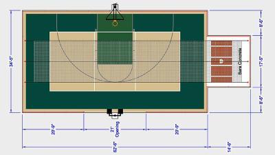 Laying out a Sport Court® game court with half court basketball, pickleball, and baseball batting cage.
