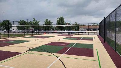 Game court is Sport Court® Power Game+ surface at public school in San Antonio
