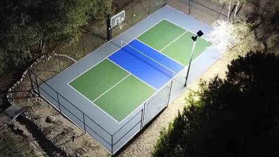 Pickleball court with bright LED lighting