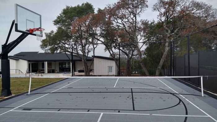 Sport Court game net set up for pickleball