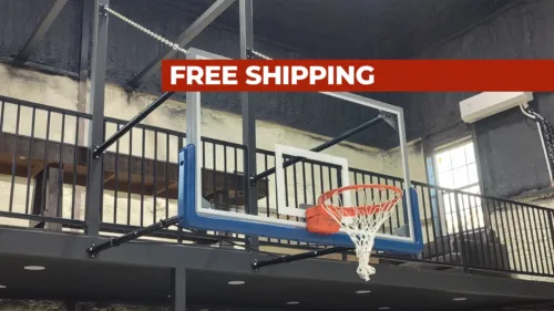 Stationary Wall Mount Basketball Hoop Four-Point 4'-6' Face of Bank