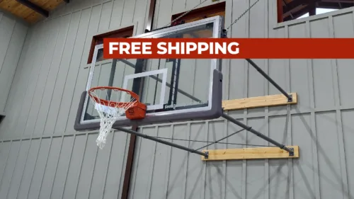 Stationary Wall Mount Basketball Hoop Four-Point 6'-9' Face of Bank