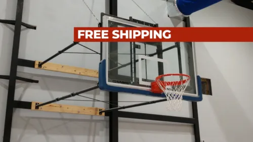 Stationary Wall Mount Basketball Hoop Four-Point 9'-12' Face of Bank